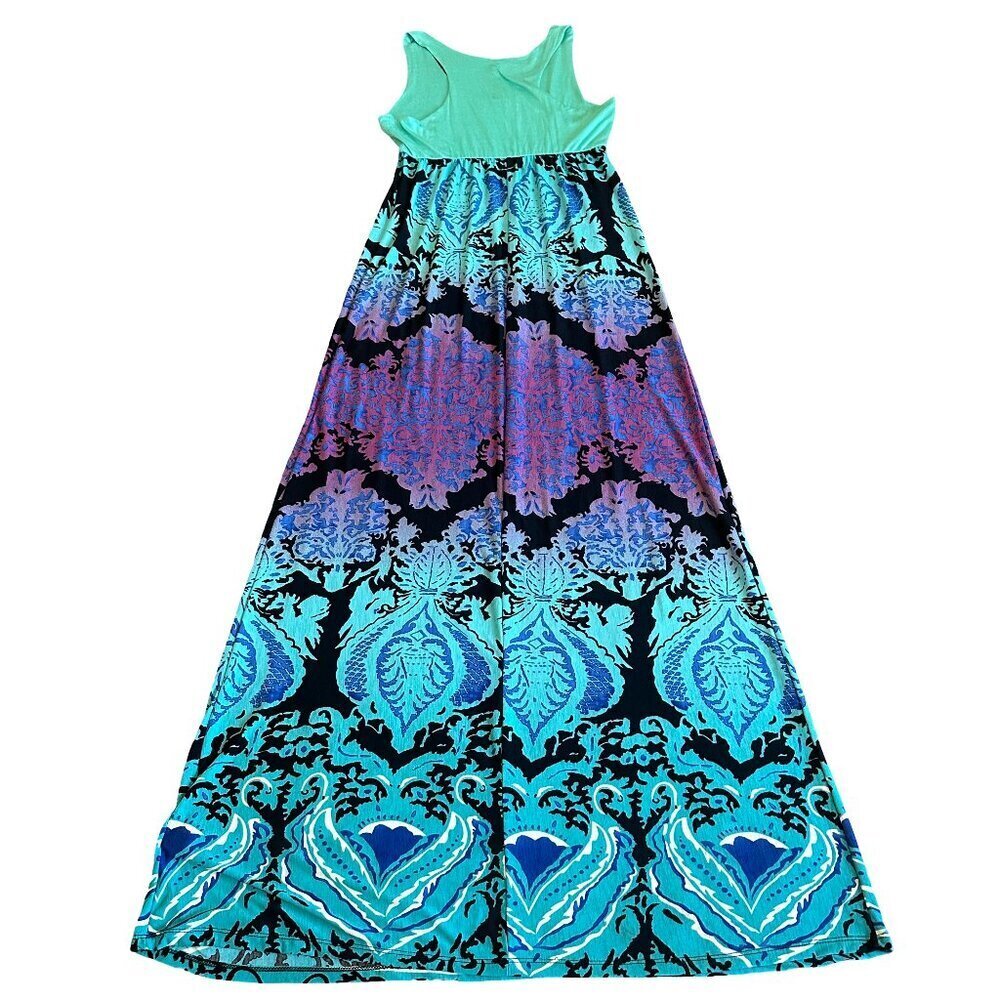 Pinkblush Mint Green & Turquoise Blue Patterned Maxi Dress